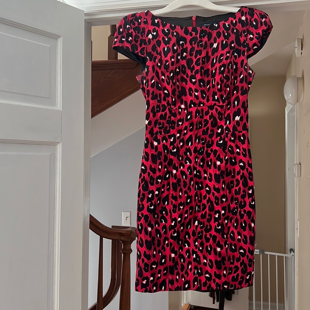 French Connection Red Leopard Dress Size 4